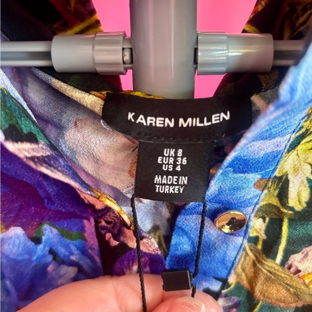 Karen Millen Ladies vibrant springtime bohemian button down blouse NWT MSRP $279 - Picture 5 of 10